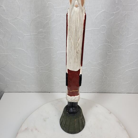 VINTAGE Wooden Pencil Santa Claus 19.5" Tall Rustic Christmas Holiday Figurine - Picture 11 of 13